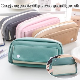 Ristpal 41 Pcs Big Capacity Pencil Pouch with Aesthetic School Supplies, 12 Pastel Highlighters, 5 Black Ink Gel Pens, 6 Mechanical Pencils Set, Sticky Notes, Stationary Set for Student (Green)