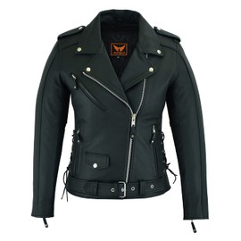 LuxHide Women Motorcycle Top-Grain Cow Hide Premium Thick Leather Jacket (x_l)