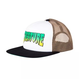 Creature LOGO Skateboard Snapback Trucker Hat WHITE/TAN/BLAC