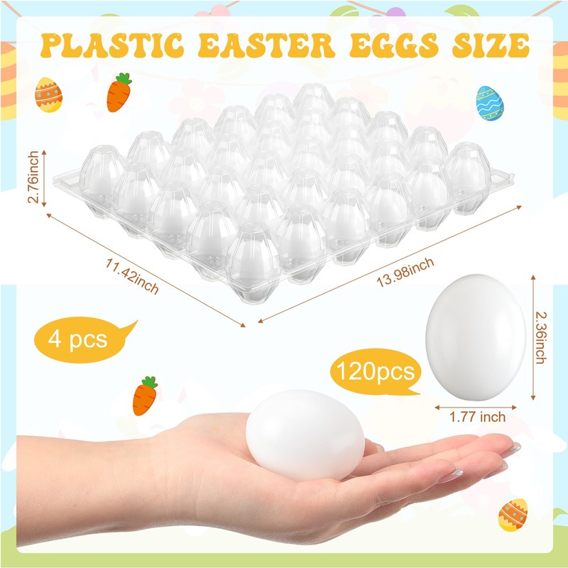 Menkxi 120 Pcs Plastic Easter Eggs with Clear Cartons for
