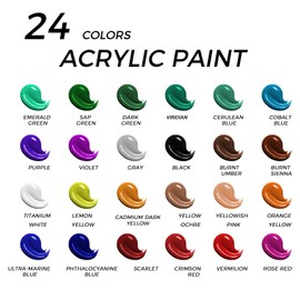 Acrylic Art Set, 41 PCS Painting Kit, Acrylic Paint Set for Kids, Painting Supplies with 24 Acrylic Paints, 1 Wooden Easel , 4 Canvas Panels, 8 Paint Brushes, Drawing Pad, Art Supplies for Kids Adults