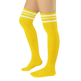 Zando Womens Thigh High Leg Warmers Cosplay Stockings Athletic Socks Kawaii Thigh High Socks for Thick Thighs Classic Tights Thin Tube Socks Sport Socks Long Socks O 1 Pair Yellow White One Size