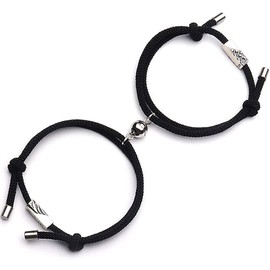 YooAi Couple Magnetic Bracelets Set Mutual Attraction Braided Rope Bracelet Couple Gift Jewelry Set for Women Men Black