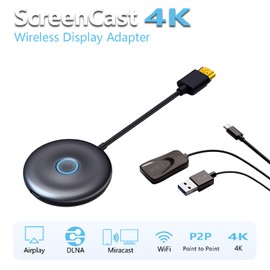 4K Wireless HDMI Display Adapter, for iOS/MacOS/Android Mirroring/Casting Screen to TV/Projector/Monitor,Used for Speech/Meeting/Home Theater,2.4GHz and 5GHz Dual Band WiFi