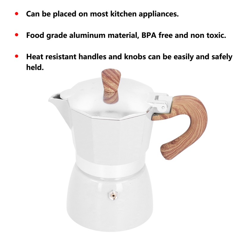 150ML Practical Aluminum Coffee Maker Octagonal Moka Coffee Pot for