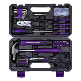 CARTMAN Tool Set General Hand Tool Kit with Plastic Toolbox Storage Case, Automotive Set Purple