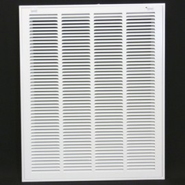 20" X 25" Steel Return Air Filter Grille for 1" Filter - Easy Plastic Tabs for Removable Face/Door - HVAC Duct Cover - Flat Stamped Face -White [Outer Dimensions: 21.75w X 26.75h]