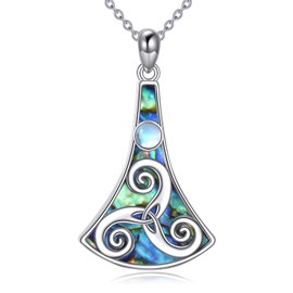 YAFEINI Pentagram Chain Women's Stars and Moon Necklace 925 Silver Hecate Pendant Spiritual Amulet Wiccan Pagan Magic Talisman Jewellery Gift for Men, Sterling Silver, Abalone