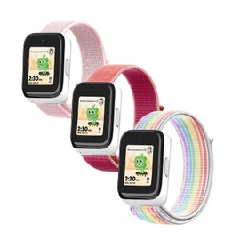 BlackPro 2/3Pack Compatible with SyncUP Kids Watch Band Replacement, 20mm Breathable Nylon Loop Band with Quick Release Pins for Sync UP Watch (Rainbow&PerlPink&PomeRed)
