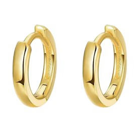 Aloluo Small Hoop Earrings for Women Girls 925 Sterling Silver 14K Gold Plated Minimalist Polished Simple Huggie Hoops Cartilage Cuff Thin Wrap Hypoallergenic Earring Mother's Day Birthday Jewelry