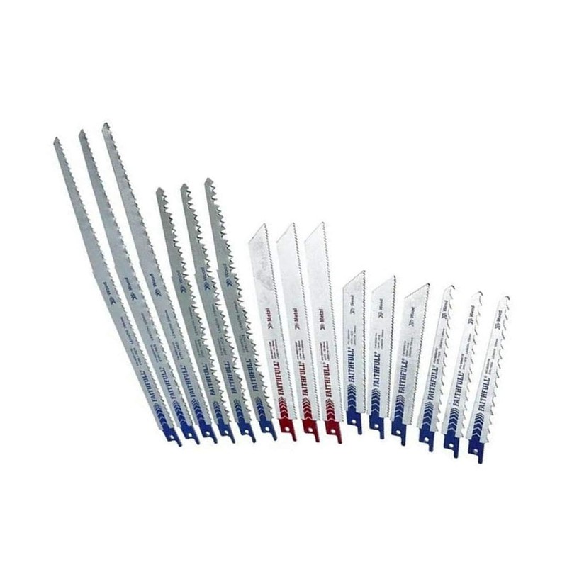 Faithfull FAISBSSET15M Reciprocating Sabre Saw Blade Set - 15 Piece.