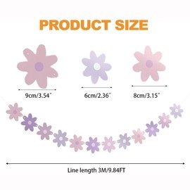 IONPSHG 4pcs Daisy Boho Banner Party Decorations Cute Daisy Party Banner Purple Daisy Decor Spring Flower Garland Daisy Paper Cutouts for Indoor Outdoor Birthday Wedding Party Supplies (Purple)