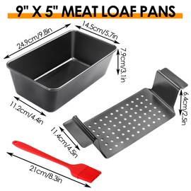 Cyimi Meatloaf Pan with Drain Tray, Nonstick Baking Loaf Pan with Insert 9 x 5 Inches Loaf Pans for Baking Bread and Meat, 2-Piece Set, Black