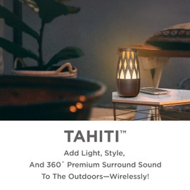 ION Audio Tahiti Pair Outdoor Bluetooth Speakers with Solar Panel, Tiki Torch Lights, IPX 5 Waterproof, 360 Sound and Multi-Sync for Garden, Patio (Renewed)