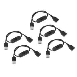 Hilitand USB Cable with Switch, 5pcs USB Male to Female Extension Cord USB Extension Cable with On Off Switch Black