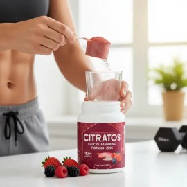 Suplemento Citratos Garden Life Calcio Magnesio Potasio Zinc Polvo Sabor Frutos Rojos 250g