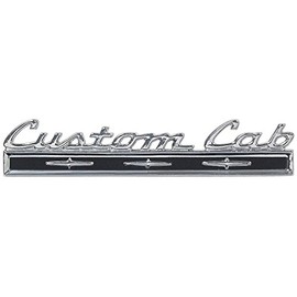 Auto Krafters Compatible/Replacement for Custom Cab Back Panel Nameplate Emblem Script Chrome Black 1967-70 F100 250 350 Pickup (C8TZ-8140683A)