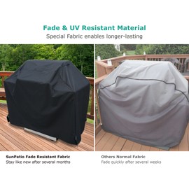 SunPatio Barbecue Grill Cover 65 Inch, Outdoor Heavy Duty Waterproof Charcoal Gas Grill Cover, UV and Fade Resistant, All Weather Protection for Weber Charbroil Nexgrill Kenmore Grills and More, Black