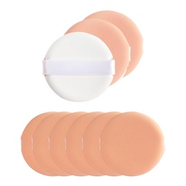 Powder Puff Round, 9 Pieces Makeup Puffs Powder Pads Air Cushion Sponge Foundation with Strap, Washable Powder Puffs with Large Face for Loose Powder, Cosmetic Soft Sponge Powder Puffs (Pink)