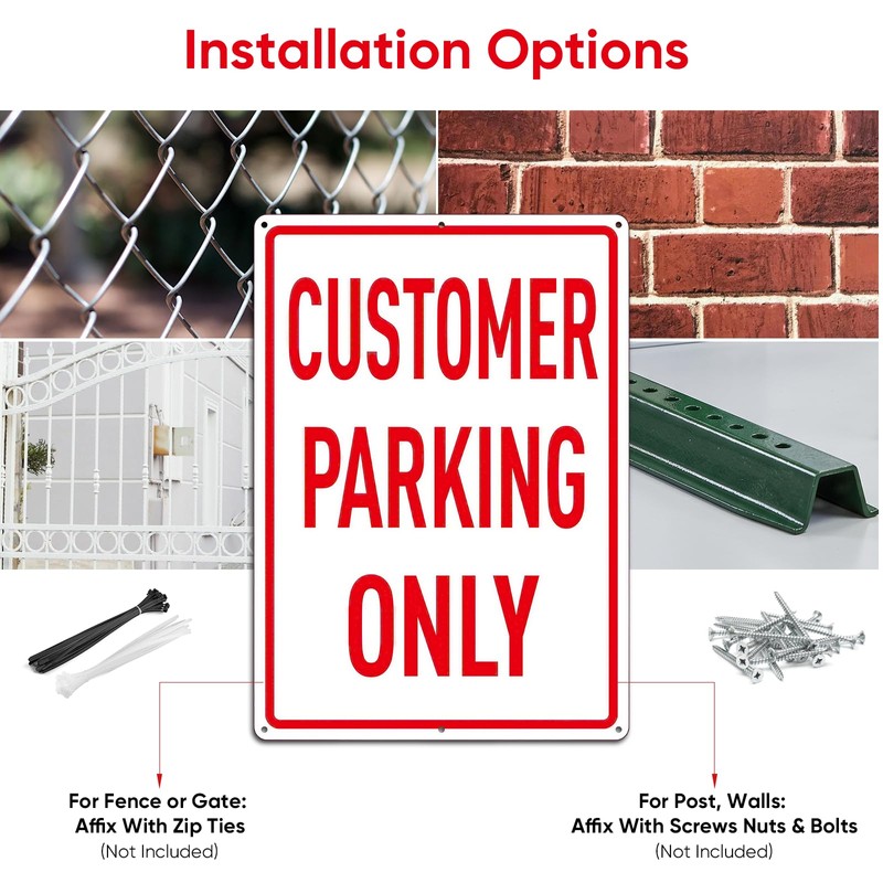 (2 Pack) Customer Parking Sign, 14 x 10 Inches Rust