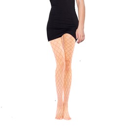 QHANSHIEE 2 Styles High Waist Fishnet Tights,Orange Fishnets Stockings,Colored Tights Party Thigh High Pantyhose