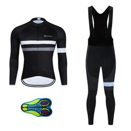 MOXILYN Men Cycling Jerseys Set Bicycle Clothing for Men Long Sleeves Bike Jackets and Cycling Bibs Pants with 20D Gel Padded