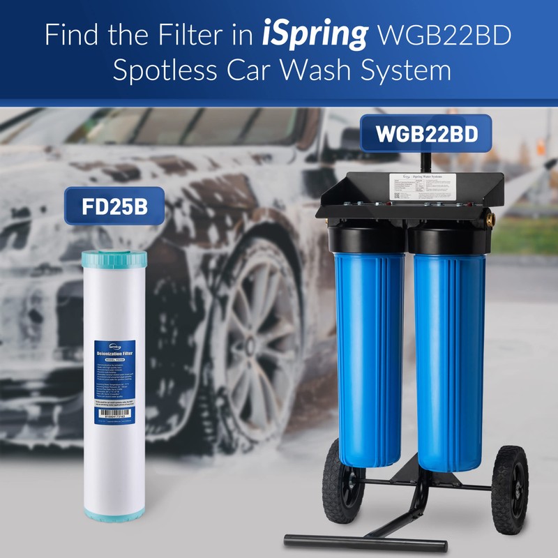 iSpring FD25B Deionized Water Filter for Spotless Car Wash System,