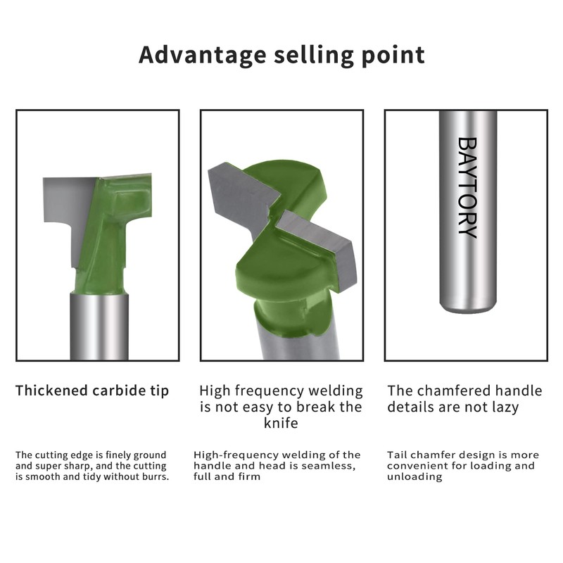 BAYTORY 6Pcs Keyhole Router Bits Set, 1/4" Shank Router Keyhole