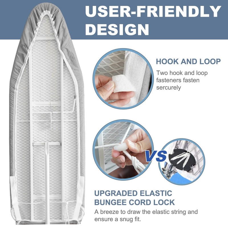 14x42 Inch Over-The-Door Ironing Board Cover with User-Friendly Design, Heavy-Duty
