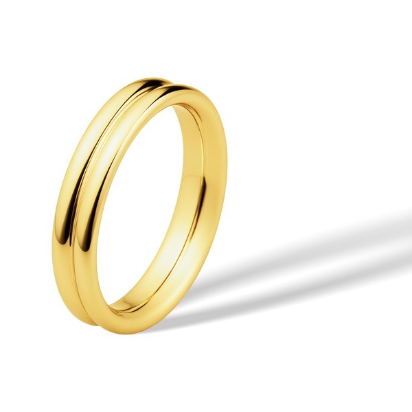 munone Double Dome Stacking Band Ring for Women Men,14K Gold