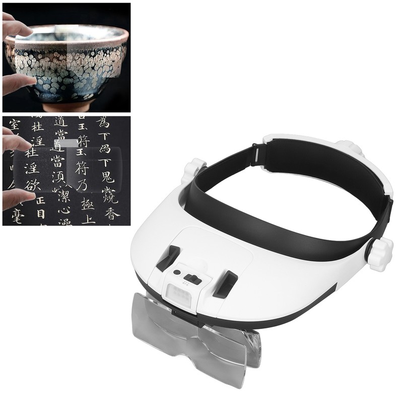 Head Magnifier Rechargeable Magnifying Glasses LED with 5pcs Eyeglass for