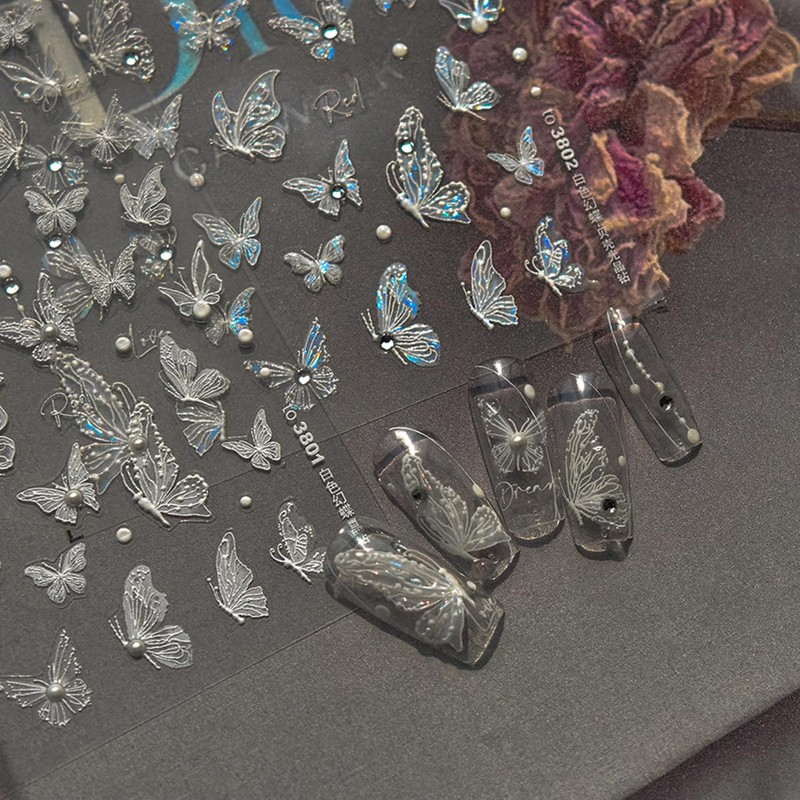 Butterfly Nail Art Stickers Decals 5D Embossed Butterfly Nail Decals