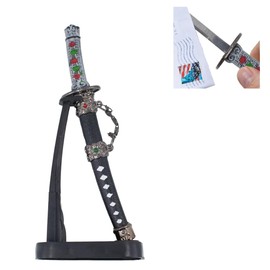 Letter Opener, Japanese Sword Letter Opener with Stand, 17 cm, Office Novelty Gift Miniature Samurai Sword, Katana Model Collectros