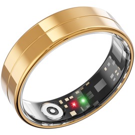 2025 Ultra Thin Smart Ring, Monitors 24/7 Heart Rate, SpO2, Sleep, Body Temperature, etc. Rings for Men and Women, No Subscription Costs, Android iOS (Gold Size 12)