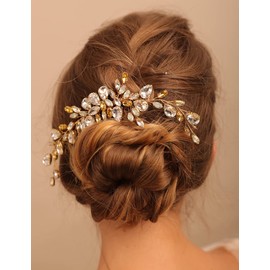 Jumwrit Wedding Hair Comb Rhinestone Teardrop Crystal Hair Comb Handmade Bridal Headpiece Hair Clip Party Hair Accessories for Wedding Bride Bridesmaid（Silver）