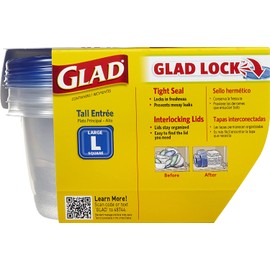 GladWare Tall Entrée Food Storage Containers, Large Square Holds 42 Ounces of Food, 3 Count