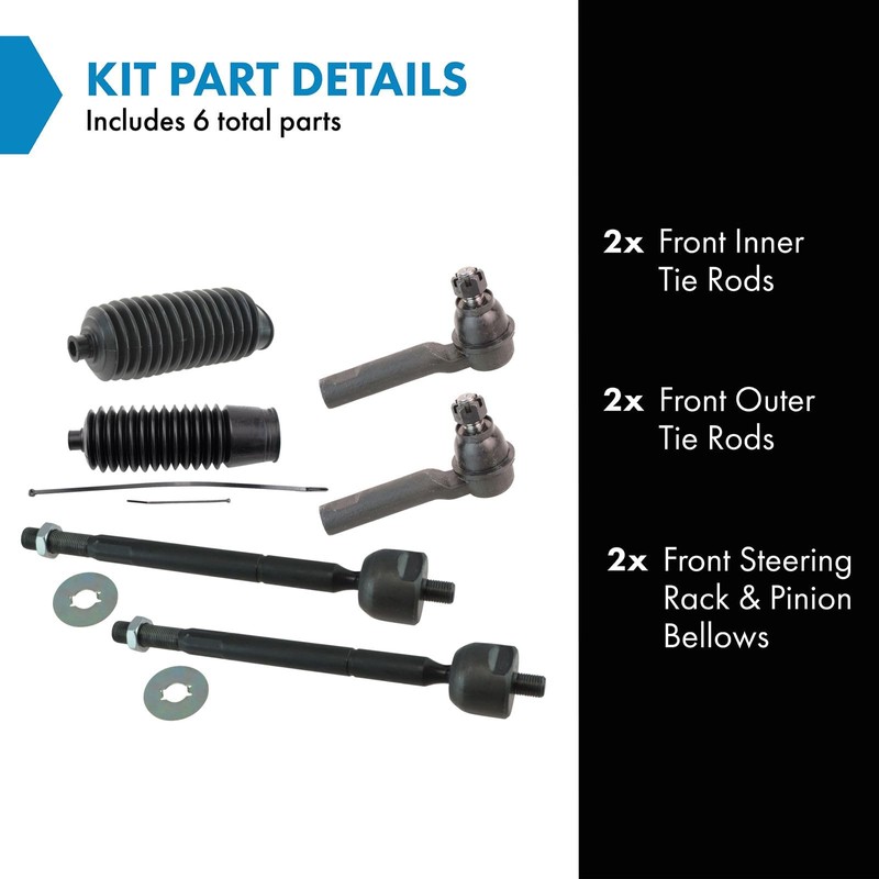 TRQ Front Steering Kit Steering Rack & Pinion Bellow Tie