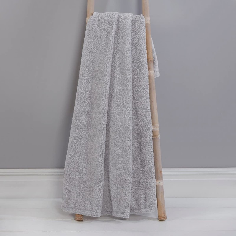 Sleepdown Grey Teddy Throw Over Sofa Super Soft Warm Cosy