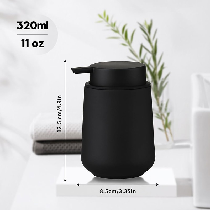 YAUKPH Matte Black Liquid Hand Soap Dispenser Plastic 11oz -