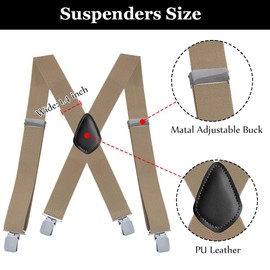 LINKPEACE Mens Suspenders Adjustable 1.4Inch X-back Elastic Work Suspenders (Black)