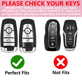 Simocky Key Fob Cover with Diamond Keychain, Car Key Shell Compatible with Ford Explorer Fusion Edge Expedition F150 F250 F350 F450 F550 Maverick Mustang for Women (5 Buttons-Black Heart)