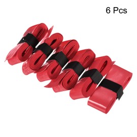 PATIKIL 43.3" Tennis Racket Grip Tape with Hole, 6 Pack PU Overgrip Stretchy Non-Slip Absorb Sweat for Badminton Fishing Rod, Red