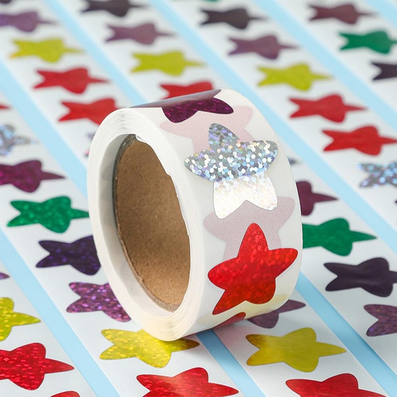 ESJNNK Reward Stickers, Star 2 Rolls, Approximately 1000 Sheets, Stars,