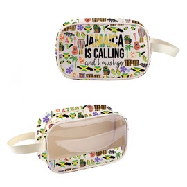 Jamaica Vacation Clear Makeup Bag Jamaica Lover Transparent Cosmetic BagJamaica Travel Girls Trip Gift Jamaican Souvenirs Gift for Traveler (JamaicaClear-CA)