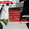 P.I.T. Mini Red Tool Box, Portable 5-Drawer Micro Roll Cab