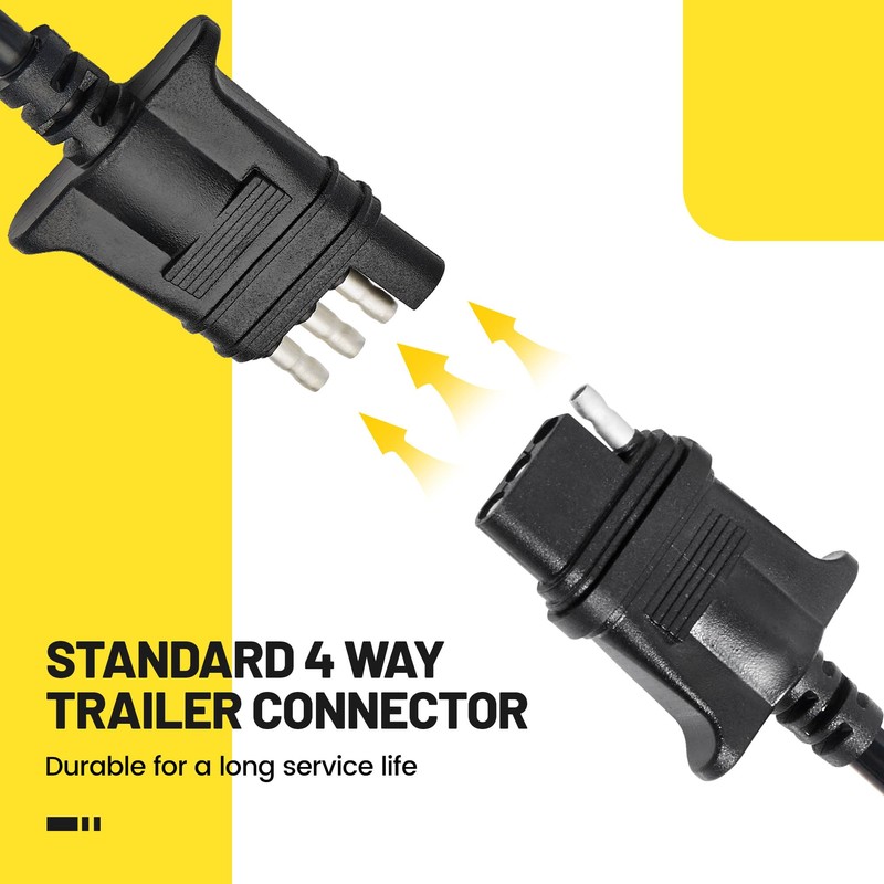 Oyviny 10Ft Trailer-Side 4-Pin Flat Wiring Harness with Jacketed Cable