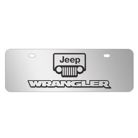 iPick Image Made for Jeep Wrangler 3D Logo 12" x 4.25" European Look Chrome Half-Size Stainless Steel License Plate