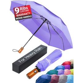 Premium Windproof Double Canopy Umbrella for Rain,Travel Umbrella,Compact Automatic Umbrella, Purple Umbrella for Men and Women for Backpack, Car, Purse