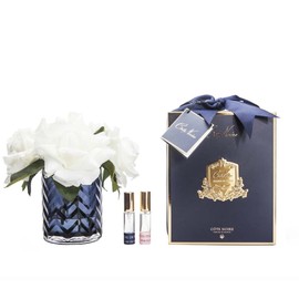 Cote Noire-Navy Herringbone Flower with White Roses