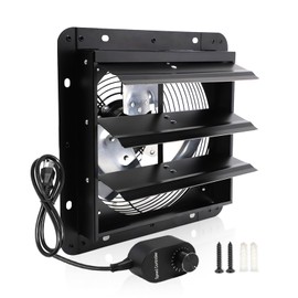 Aibabcue Shutter Exhaust Fan, 7 in Wall Mount Ventilation Fan w/Speed Controller Attic Vent Fan for Chicken Coops, Greenhouse, Gable, Barn, Garage, Shed Ventilator 576 CFM, 1700 RPM